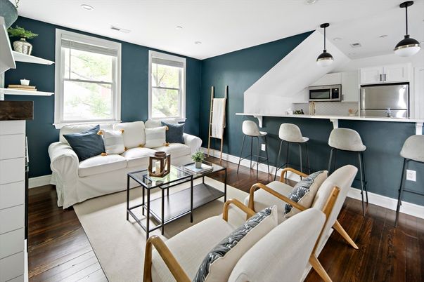 Interior, Kitchen, Living room, Pendant Lights, Recessed Lighting, Stainless Steel Appliances, Wood Texture Flooring
