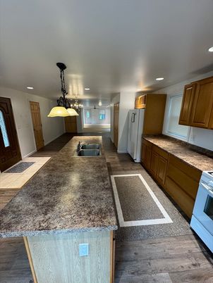 Interior, Kitchen, Pendant Lights, Recessed Lighting, Wood Texture Flooring