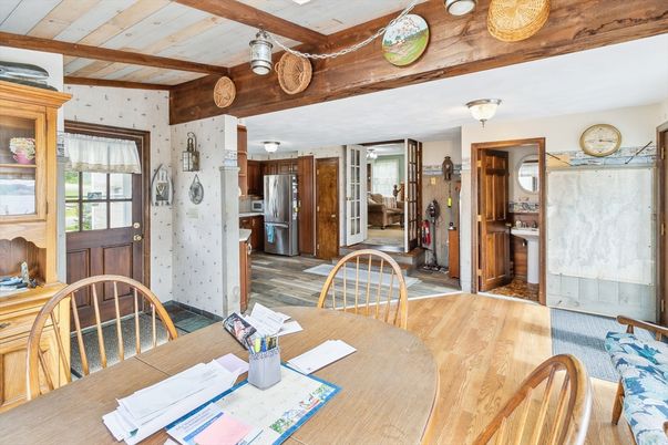 Dining room, Interior, Kitchen, Wooden Beams, Wood Texture Flooring