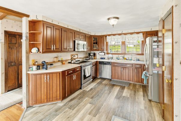 Interior, Kitchen, Stainless Steel Appliances, Wood Texture Flooring