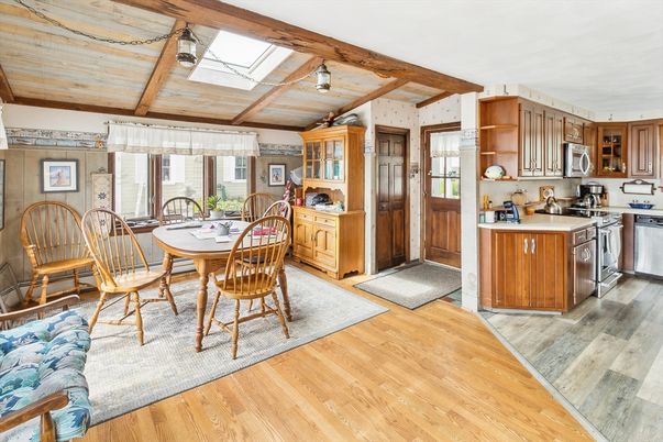 Dining room, Interior, Kitchen, Wooden Beams, Wooden Ceilings, Wood Texture Flooring