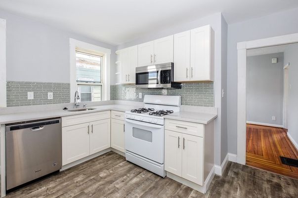Interior, Kitchen, Stainless Steel Appliances, Wood Texture Flooring
