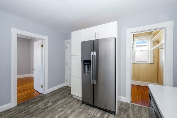 Interior, Kitchen, Stainless Steel Appliances, Wood Texture Flooring