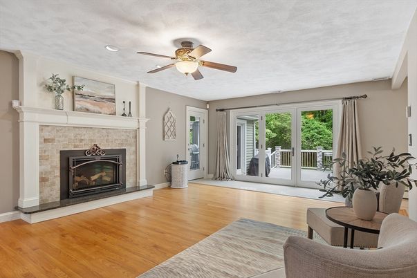 Fireplace, Interior, Recessed Lighting, Wood Texture Flooring