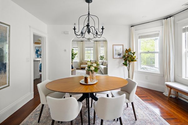 Chandelier, Dining room, Interior, Wood Texture Flooring