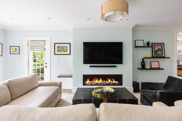 Fireplace, Interior, Living room, Recessed Lighting
