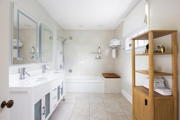 Bathroom, Dual Sink Vanities, Glass Shower, Interior