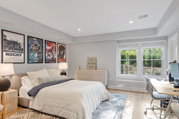 Bedroom, Home Office, Interior, Recessed Lighting, Wood Texture Flooring