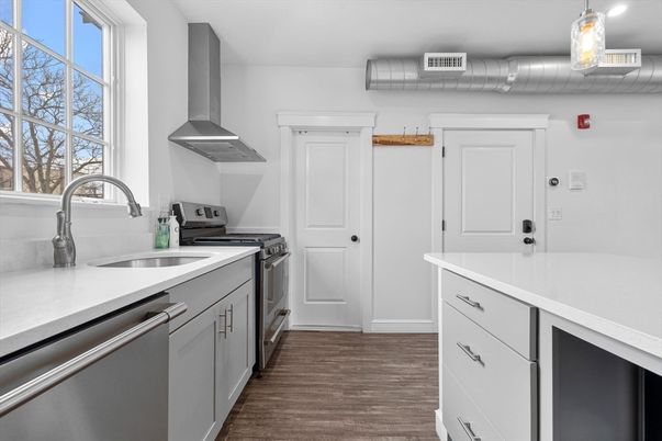 Interior, Kitchen, Stainless Steel Appliances, Wood Texture Flooring