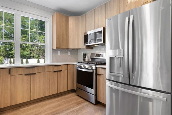 Interior, Kitchen, Stainless Steel Appliances, Wood Texture Flooring