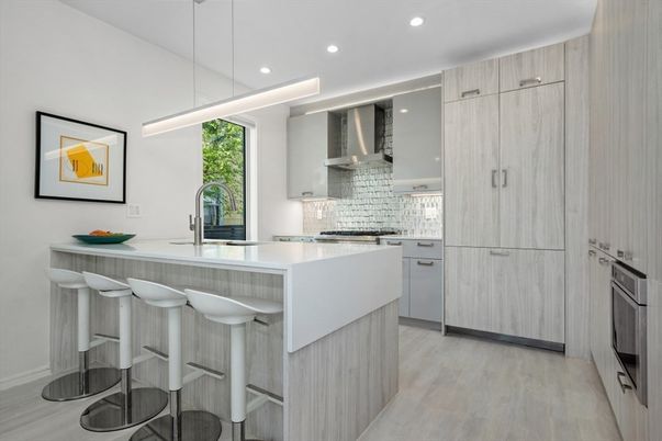 Interior, Kitchen, Pendant Lights, Recessed Lighting, Wood Texture Flooring