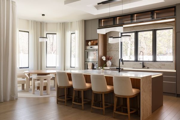 Interior, Kitchen, Pendant Lights, Stainless Steel Appliances, Wood Texture Flooring