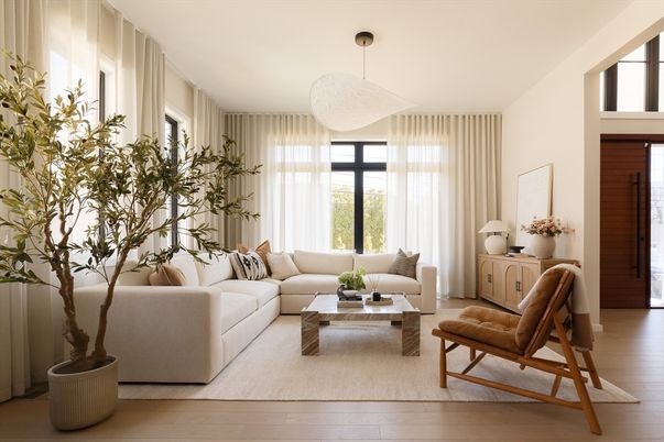 Interior, Living room, Pendant Lights, Wood Texture Flooring