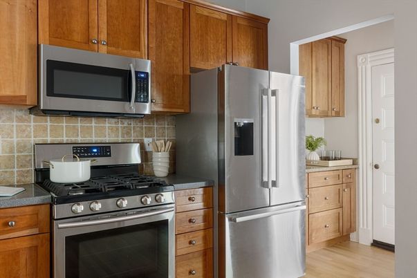 Interior, Kitchen, Stainless Steel Appliances, Wood Texture Flooring