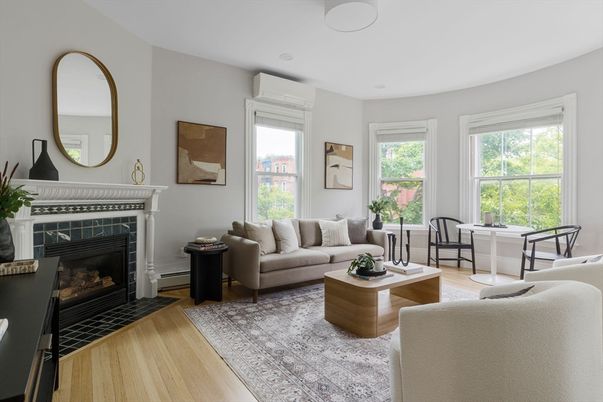 Dining room, Fireplace, Interior, Living room, Wood Texture Flooring