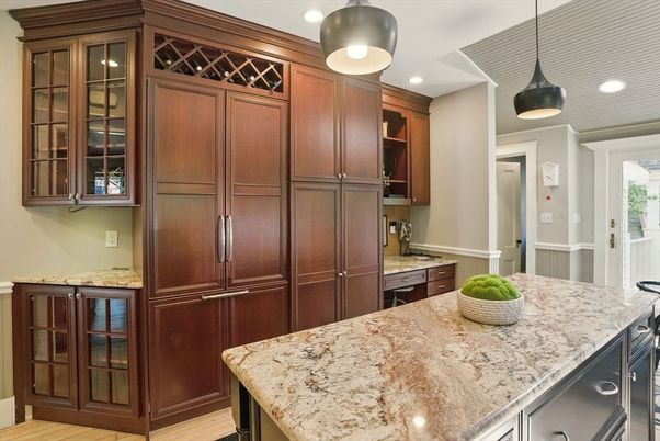 Interior, Kitchen, Pendant Lights, Recessed Lighting, Wood Texture Flooring