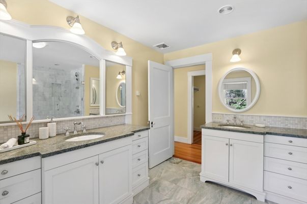 Bathroom, Dual Sink Vanities, Glass Shower, Interior