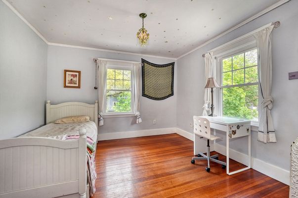 Bedroom, Home Office, Interior, Pendant Lights, Wood Texture Flooring