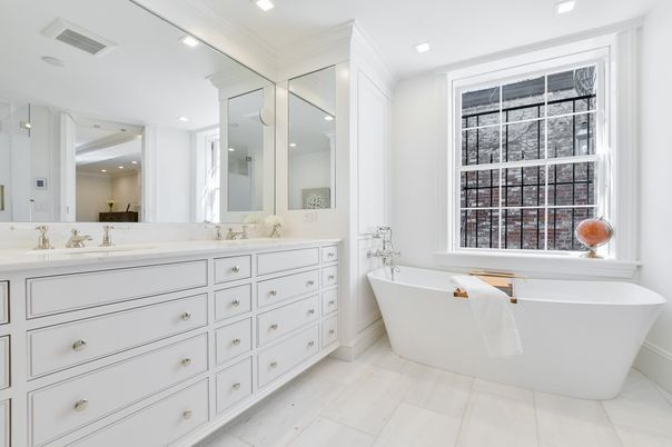 Bathroom, Dual Sink Vanities, Free Standing Baths, Interior, Recessed Lighting