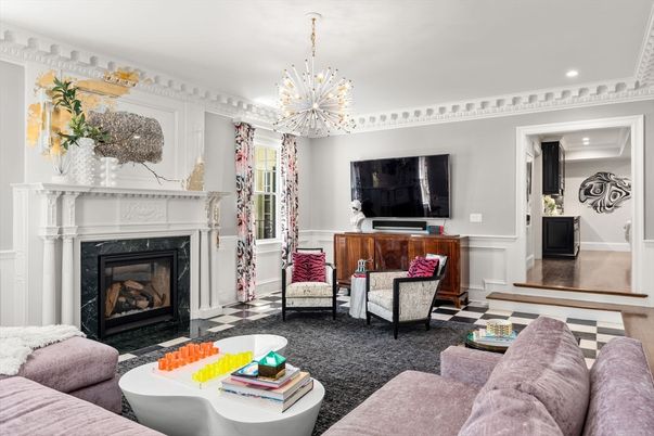 Fireplace, Interior, Living room, Pendant Lights, Recessed Lighting