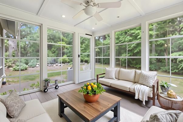 Interior, Recessed Lighting, Sun Room, Wood Texture Flooring