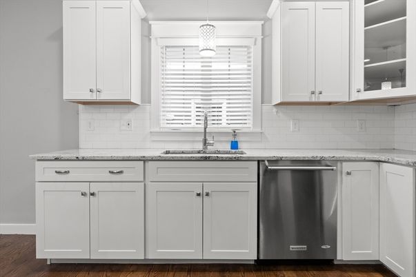 Interior, Kitchen, Pendant Lights, Stainless Steel Appliances, Wood Texture Flooring