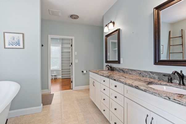Bathroom, Dual Sink Vanities, Interior, Wood Texture Flooring