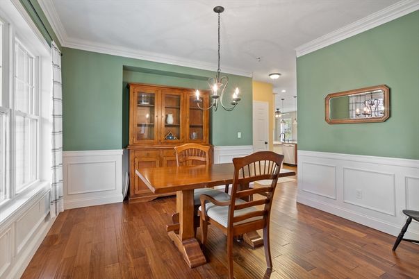 Chandelier, Dining room, Interior, Pendant Lights, Wood Texture Flooring