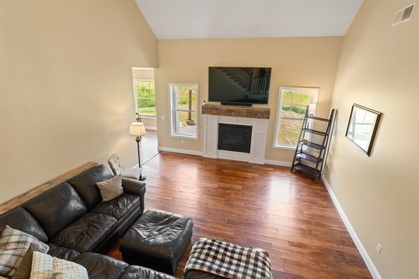 Fireplace, Interior, Living room, Wood Texture Flooring