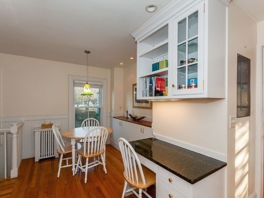 Dining room, Interior, Pendant Lights, Recessed Lighting, Wood Texture Flooring