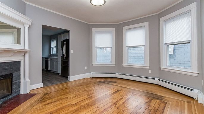 Empty room, Fireplace, Interior, Wood Texture Flooring