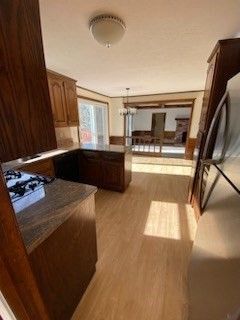 Interior, Kitchen, Pendant Lights, Wood Texture Flooring
