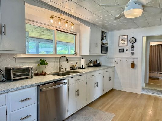 Interior, Kitchen, Stainless Steel Appliances, Wood Texture Flooring