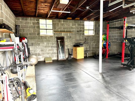 Fitness Equipment, Interior, Stone Walls, Wooden Beams, Wooden Ceilings