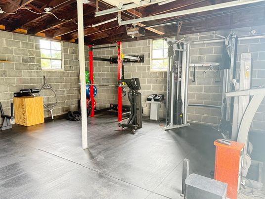 Fitness Equipment, Interior, Stone Walls, Wooden Beams