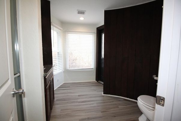 Bathroom, Interior, Recessed Lighting, Wood Texture Flooring