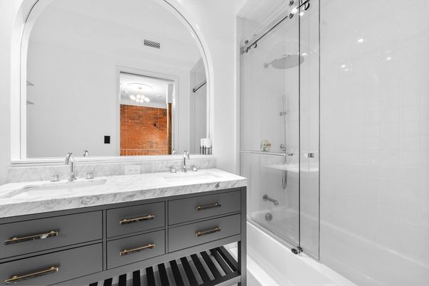 Bathroom, Dual Sink Vanities, Glass Shower, Interior