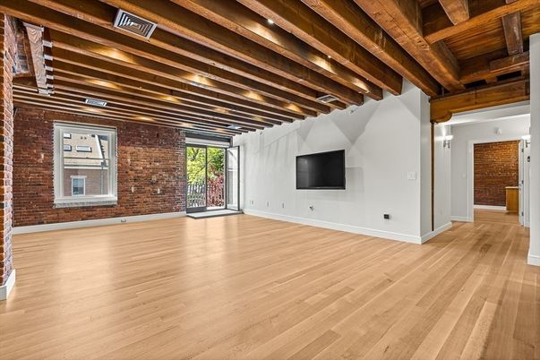 Empty room, Interior, Stone Walls, Wooden Beams, Wooden Ceilings, Wood Texture Flooring