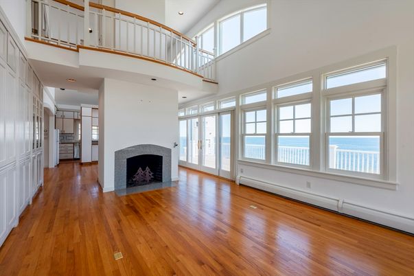 Fireplace, Interior, Recessed Lighting, Water, Wood Texture Flooring