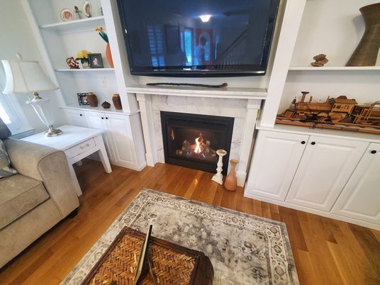 Fireplace, Interior, Living room, Wood Texture Flooring