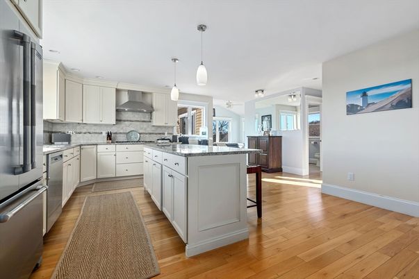 Interior, Kitchen, Pendant Lights, Stainless Steel Appliances, Wood Texture Flooring