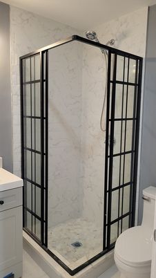 Bathroom, Glass Shower, Interior, Marble Walls