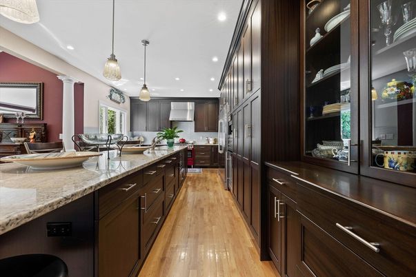Interior, Kitchen, Pendant Lights, Recessed Lighting, Wood Texture Flooring