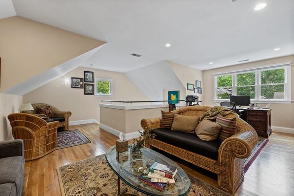 Home Office, Interior, Recessed Lighting, Wood Texture Flooring