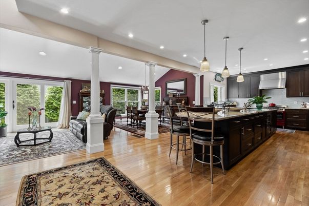 Dining room, Interior, Kitchen, Living room, Pendant Lights, Recessed Lighting, Wood Texture Flooring