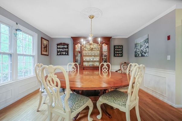 Chandelier, Dining room, Interior, Wood Texture Flooring