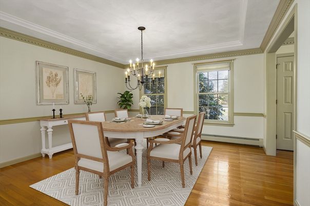 Chandelier, Dining room, Interior, Wood Texture Flooring