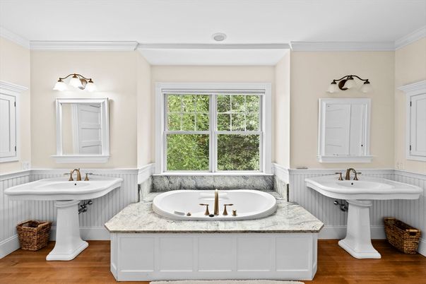 Bathroom, Dual Sink Vanities, Interior, Wood Texture Flooring