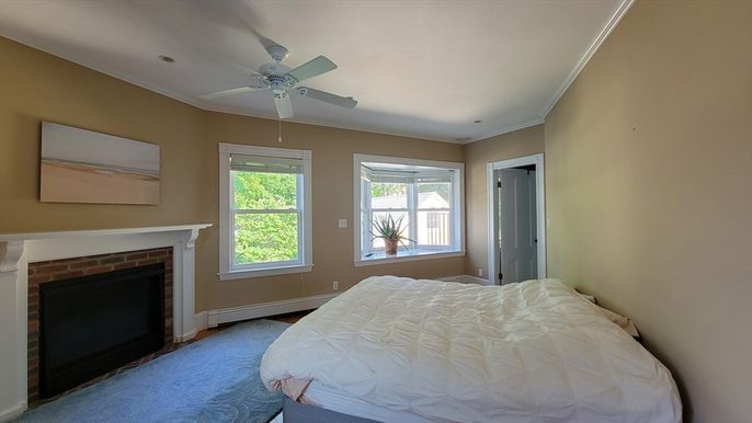 Bedroom, Fireplace, Interior