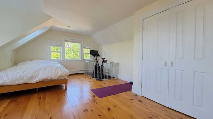 Bedroom, Fitness Equipment, Interior, Recessed Lighting, Wood Texture Flooring